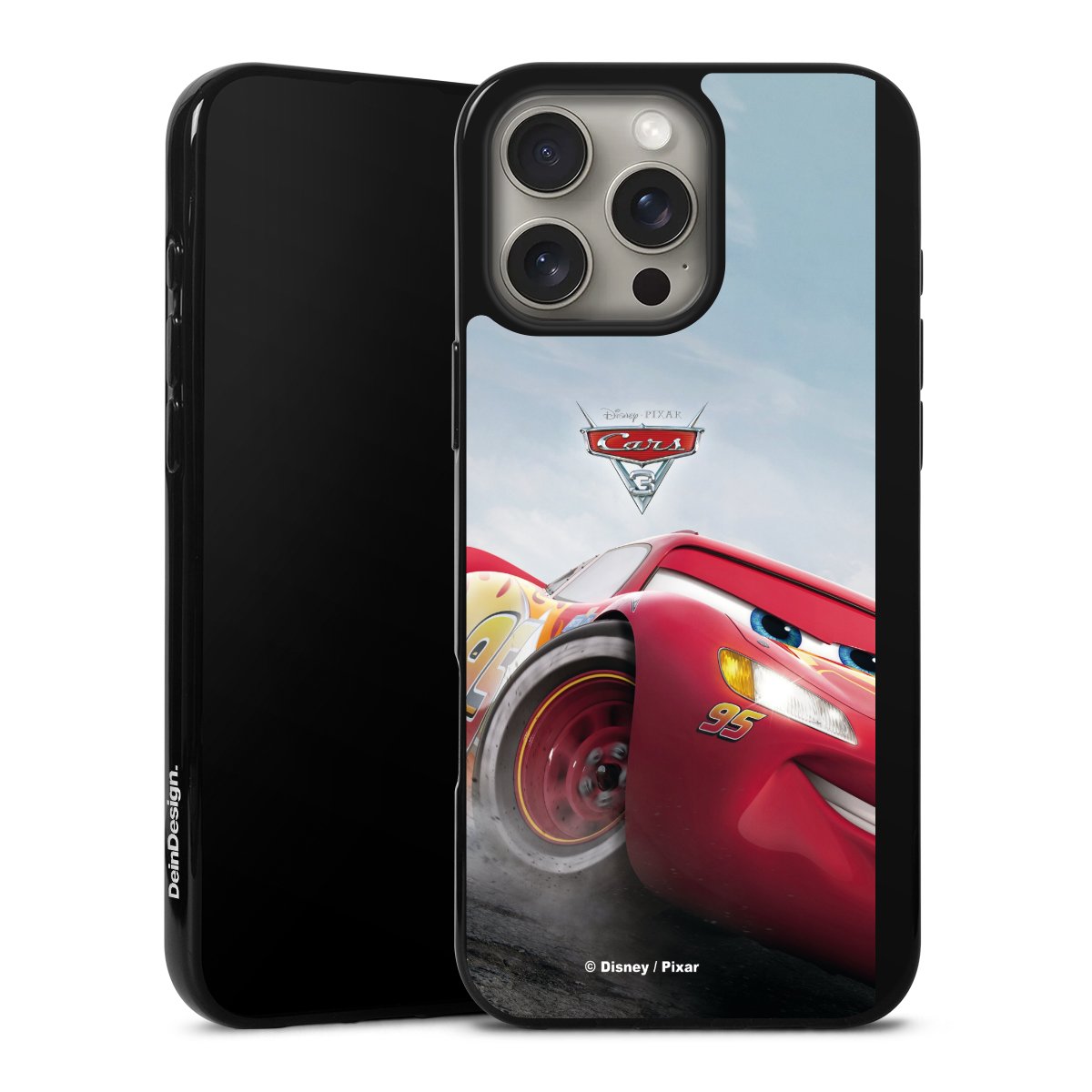 iPhone 16 Pro Max Handy Silikon Hülle Case schwarz Handyhülle Lightning Mcqueen 95 Official Licensed Product Cars