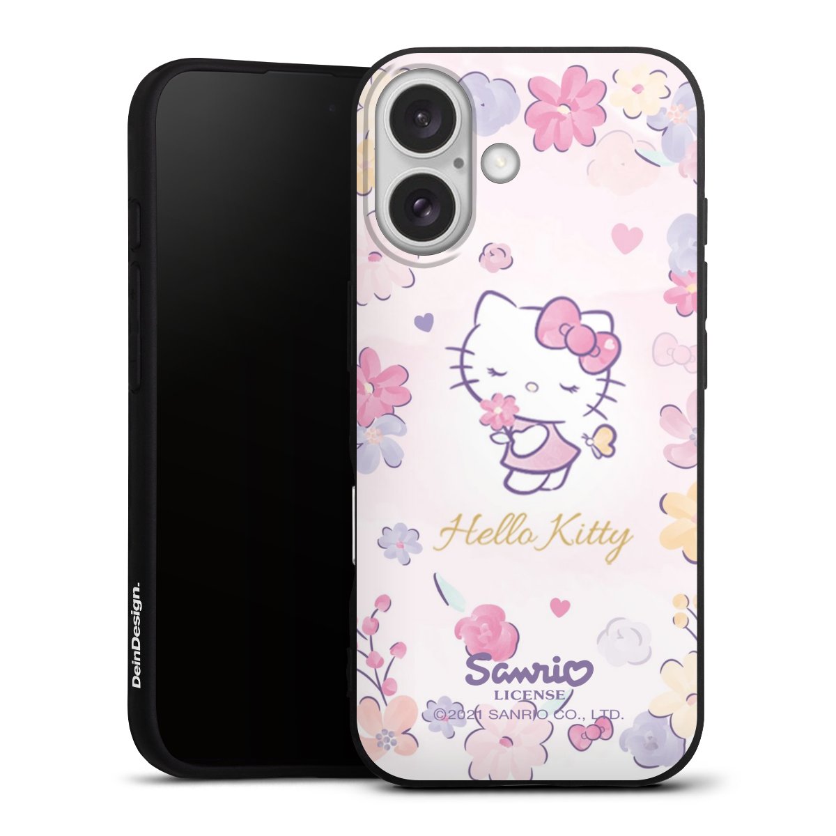 iPhone 16 Handy Premium Silikon Hülle Handyhülle schwarz Case Water Colour Merchandise Hello Kitty Silikon Premium Case