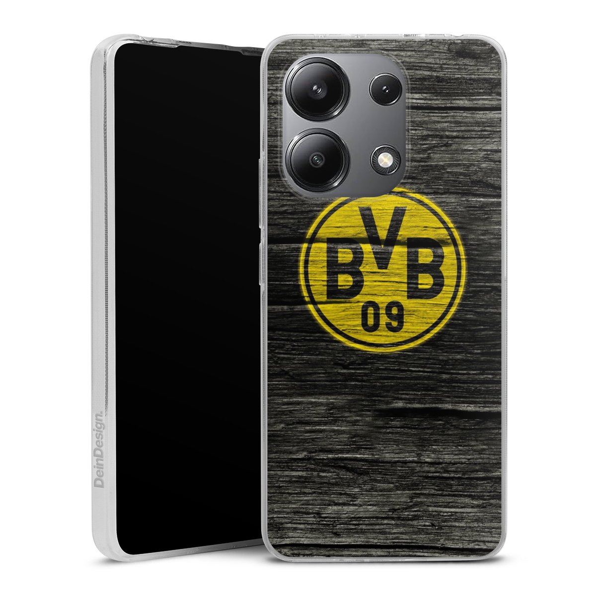 Xiaomi Redmi Note 13 4G Handy Silikon Hülle Case transparent Handyhülle Wooden Look Borussia Dortmund Bvb Silikon Case