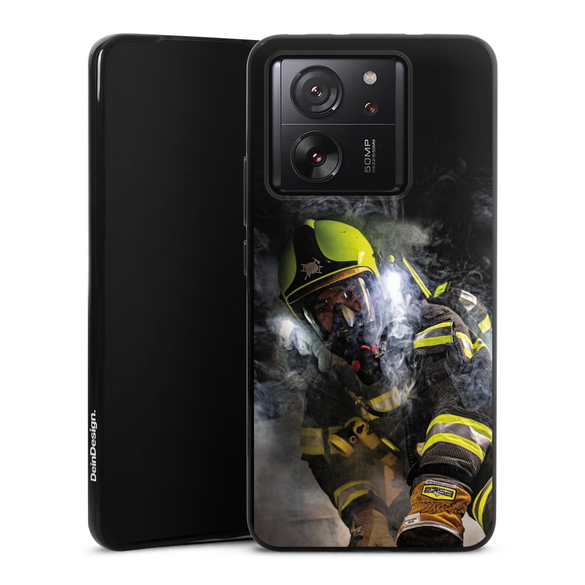 Xiaomi 13T Handy Silikon Hülle Case schwarz Handyhülle Fire Fire Fighter Fire Fighters