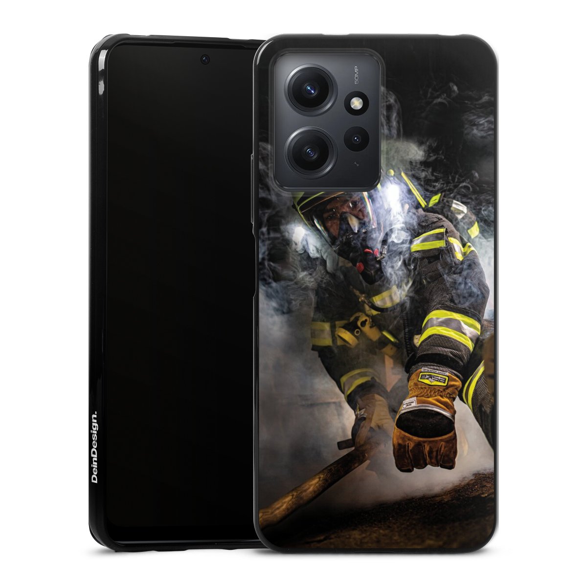 Xiaomi Redmi Note 12 4G Handy Silikon Hülle Case schwarz Handyhülle Fire Fighter Fire Fire Fighters