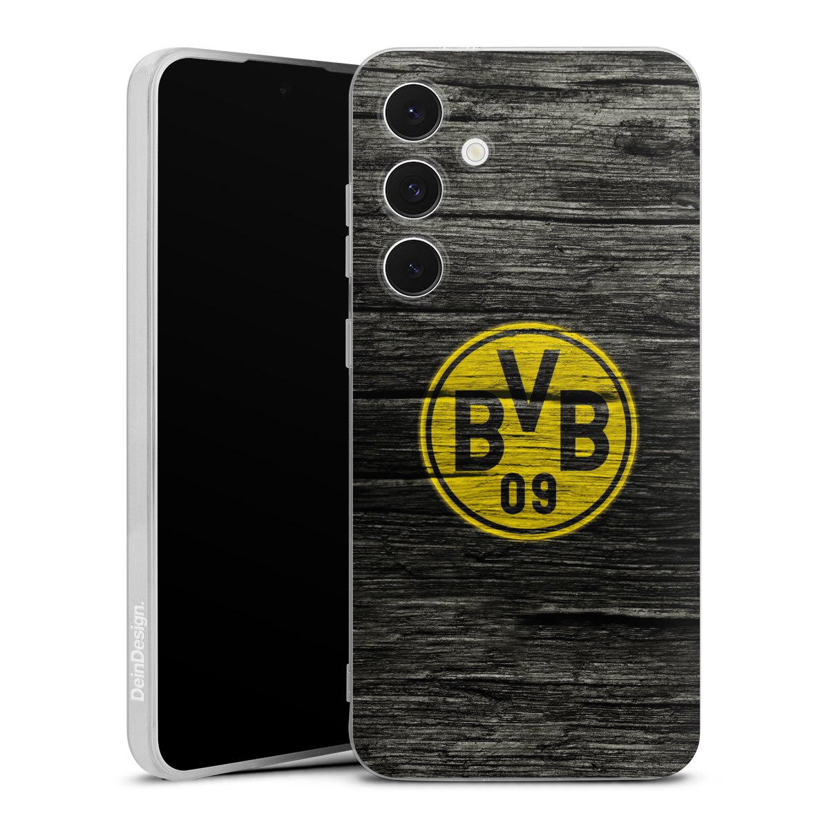 Galaxy S24 FE 5G Handy Silikon Hülle Case transparent Handyhülle Wooden Look Borussia Dortmund Bvb Silikon Case