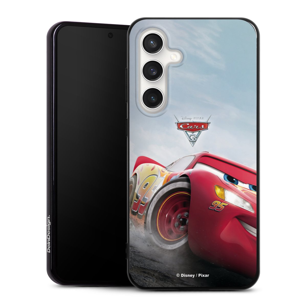 Galaxy S24 FE 5G Handy Silikon Hülle Case schwarz Handyhülle Lightning Mcqueen 95 Official Licensed Product Cars