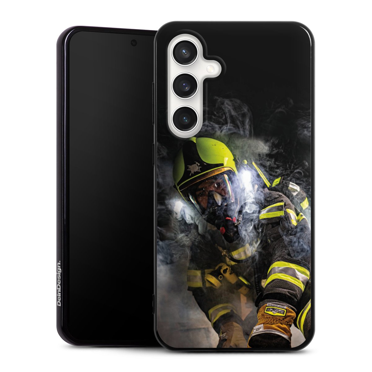 Galaxy S24 FE 5G Handy Silikon Hülle Case schwarz Handyhülle Fire Fire Fighter Fire Fighters