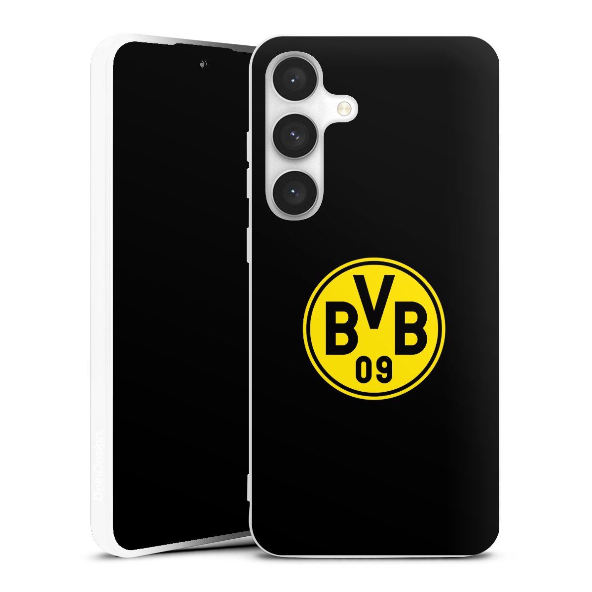 Galaxy S24 FE 5G Handy Silikon Hülle Case weiß Handyhülle Bvb Borussia Dortmund Logo Silikon Case