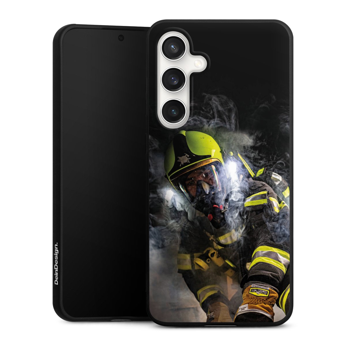 Galaxy S24 FE 5G Handy Premium Silikon Hülle Handyhülle schwarz Case Fire Fire Fighter Fire Fighters Silikon Premium Case
