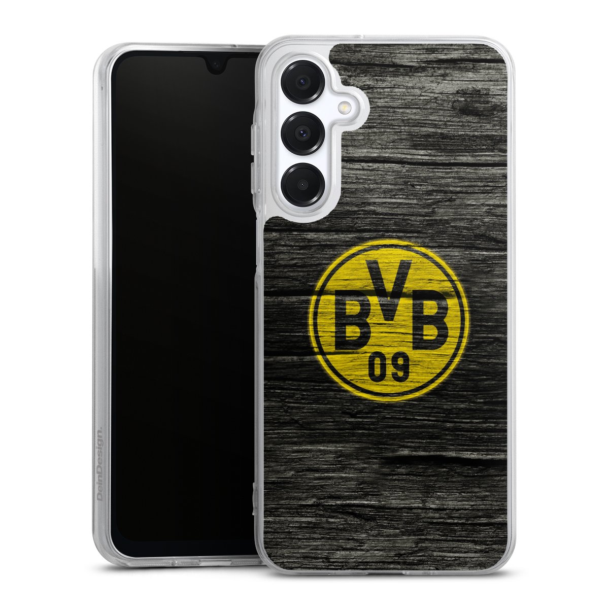 Galaxy A16 5G Handy Silikon Hülle Case transparent Handyhülle Wooden Look Borussia Dortmund Bvb Silikon Case