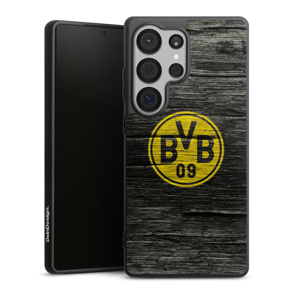 Galaxy S25 Ultra Handy Premium Silikon Hülle Handyhülle schwarz Case Wooden Look Borussia Dortmund Bvb Silikon Premium Case