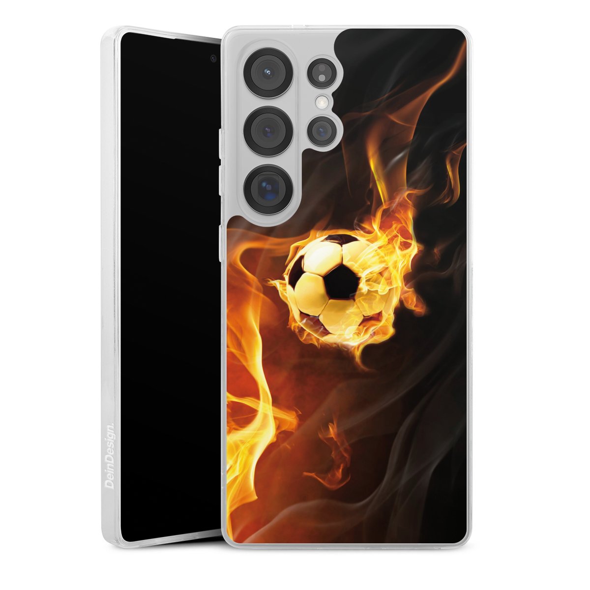 Galaxy S25 Ultra Handy Silikon Hülle Case transparent Handyhülle Ball Soccer Fire Silikon Case