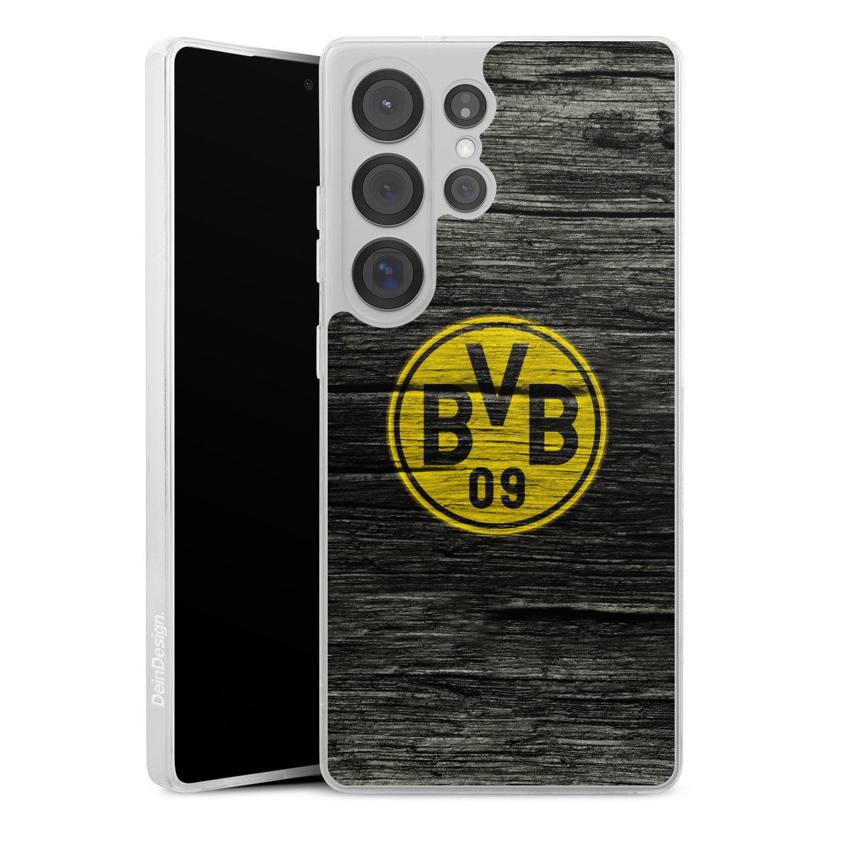 Galaxy S25 Ultra Handy Silikon Hülle Case transparent Handyhülle Wooden Look Borussia Dortmund Bvb Silikon Case