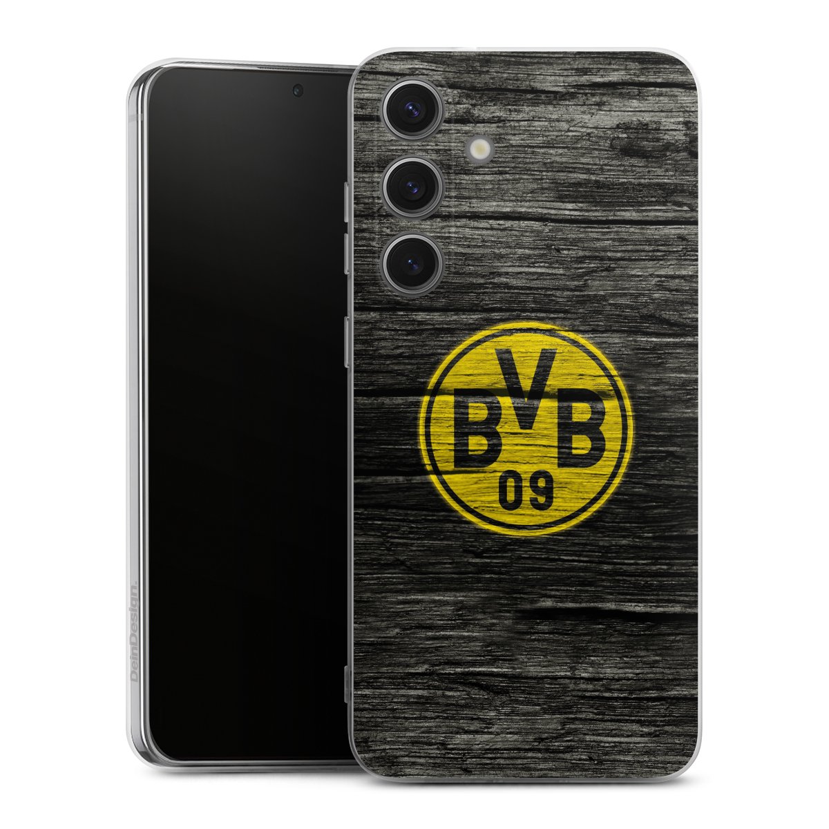 Galaxy S25+ Handy Silikon Hülle Case transparent Handyhülle Wooden Look Borussia Dortmund Bvb Silikon Case