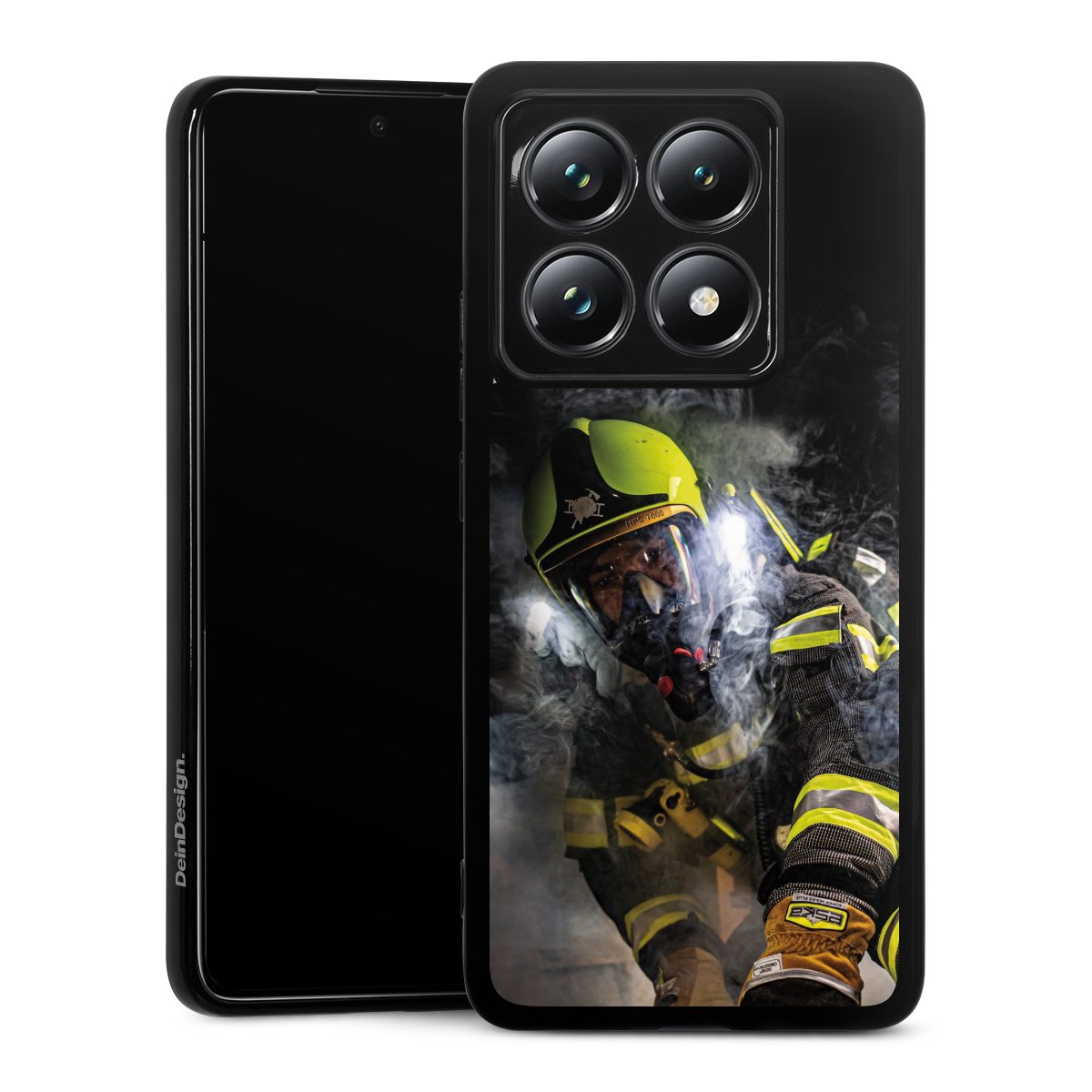 Xiaomi 14T Pro Handy Silikon Hülle Case schwarz Handyhülle Fire Fighter Fire Fire Fighters