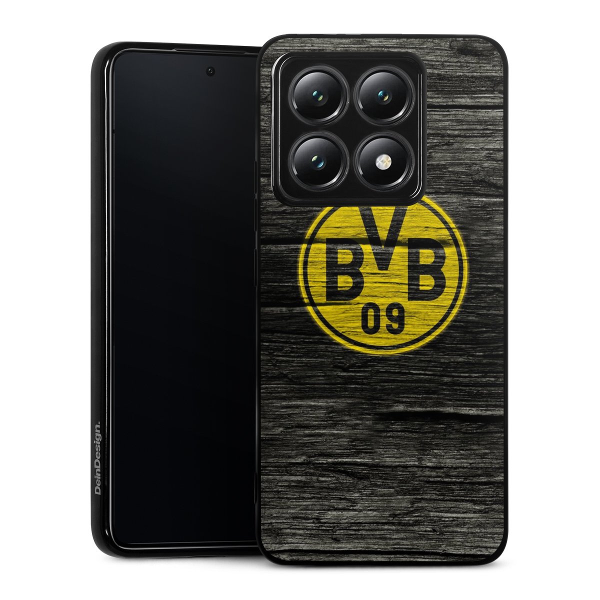 Xiaomi 14T Handy Silikon Hülle Case schwarz Handyhülle Wooden Look Borussia Dortmund Bvb