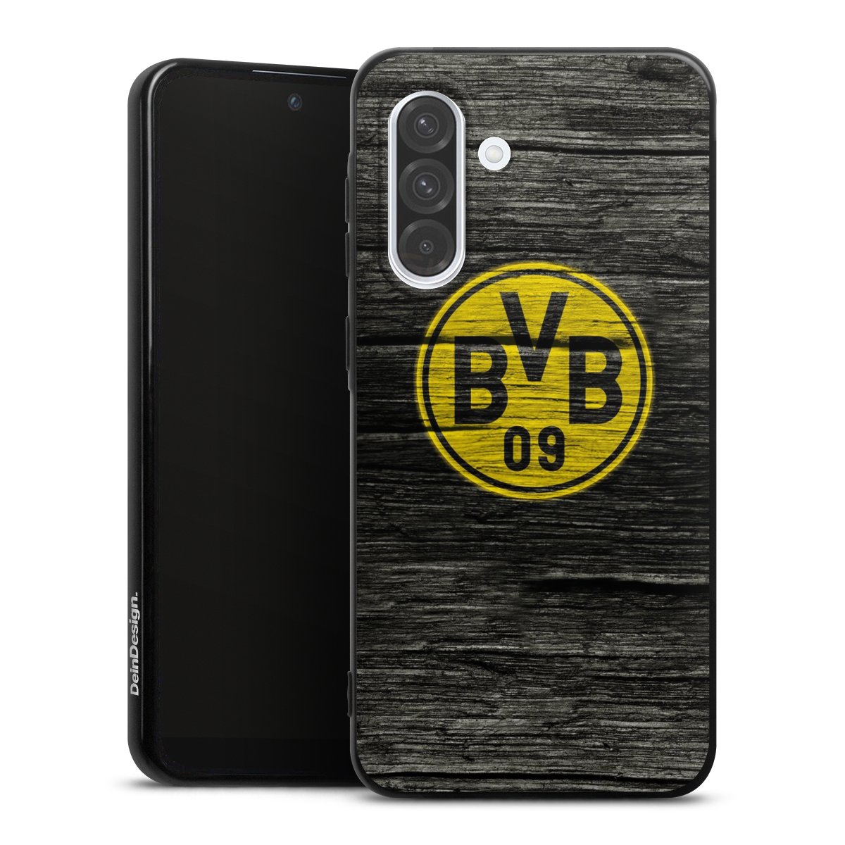 Galaxy A36 5G Handy Silikon Hülle Case schwarz Handyhülle Wooden Look Borussia Dortmund Bvb