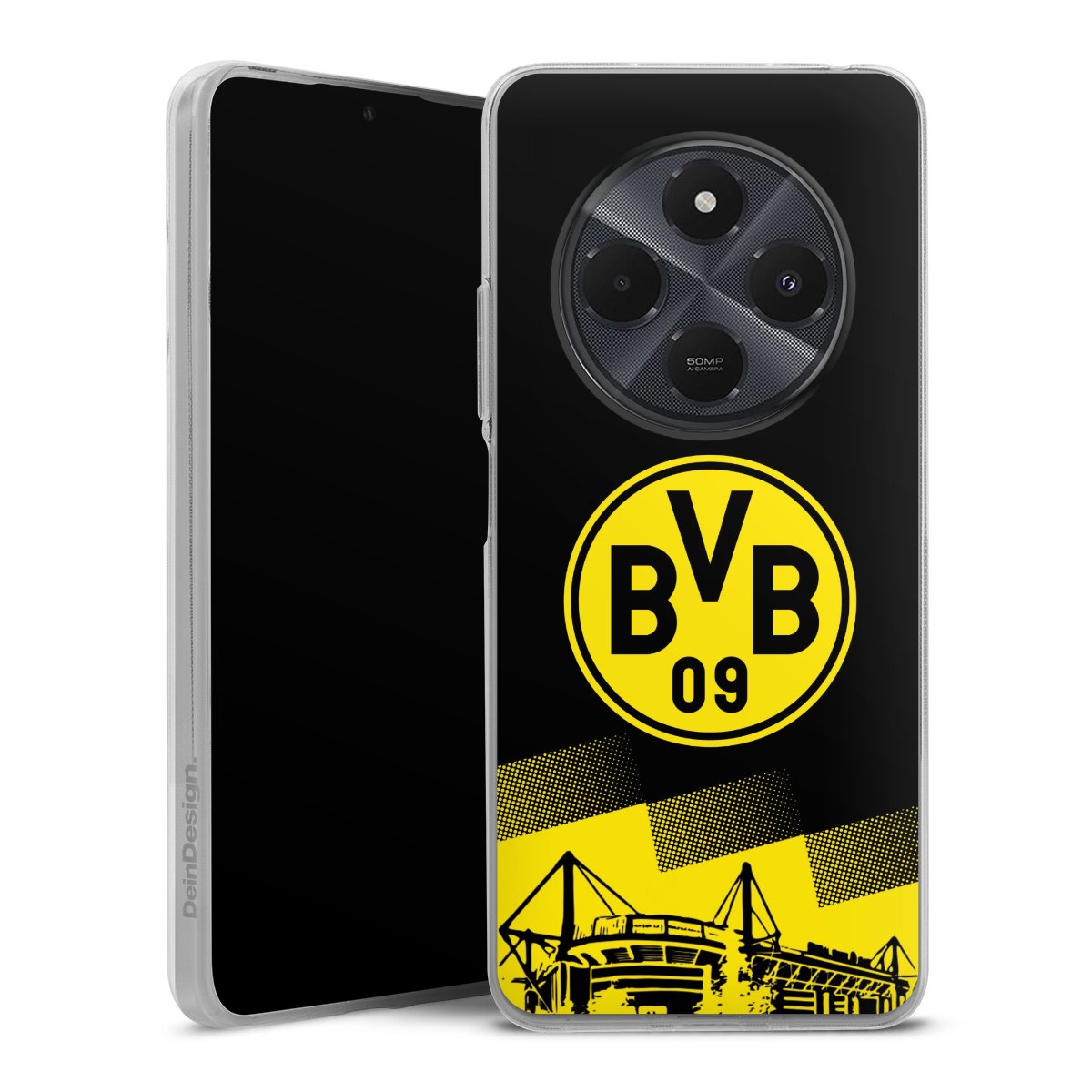 Xiaomi Redmi 14C Handy Silikon Hülle Case transparent Handyhülle Stadium Borussia Dortmund Bvb Silikon Case