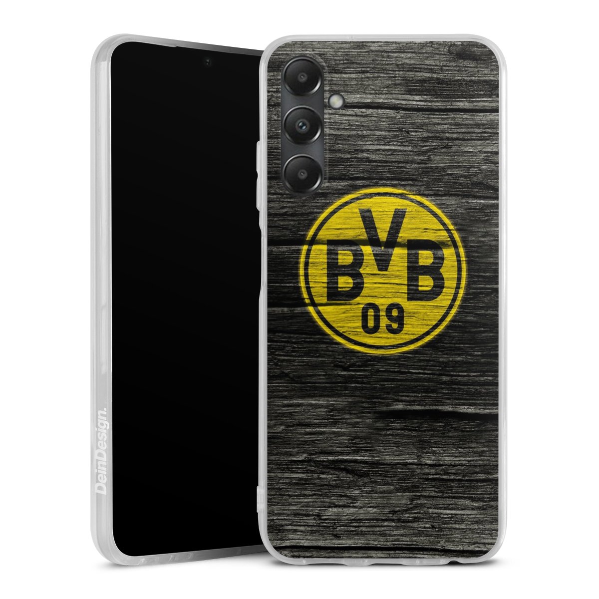 Galaxy A05s Handy Silikon Hülle Case transparent Handyhülle Wooden Look Borussia Dortmund Bvb Silikon Case