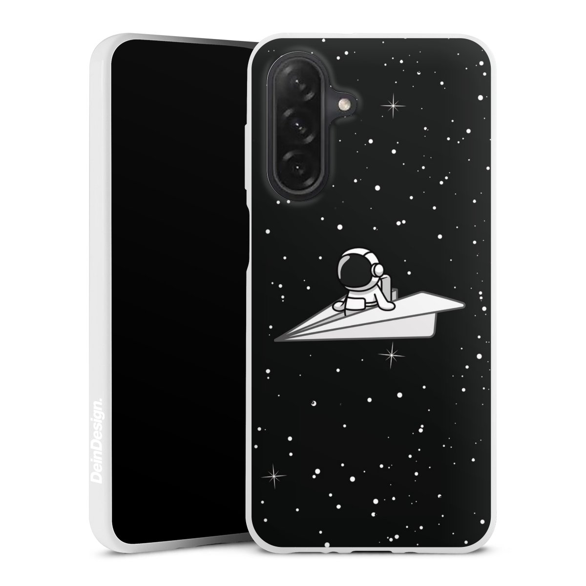 Galaxy A26 Handy Silikon Hülle Case weiß Handyhülle Astronaut Comic Paper Silikon Case
