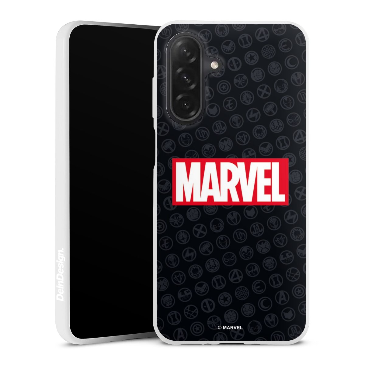 Galaxy A26 Handy Silikon Hülle Case weiß Handyhülle Comic Marvel Logo Silikon Case