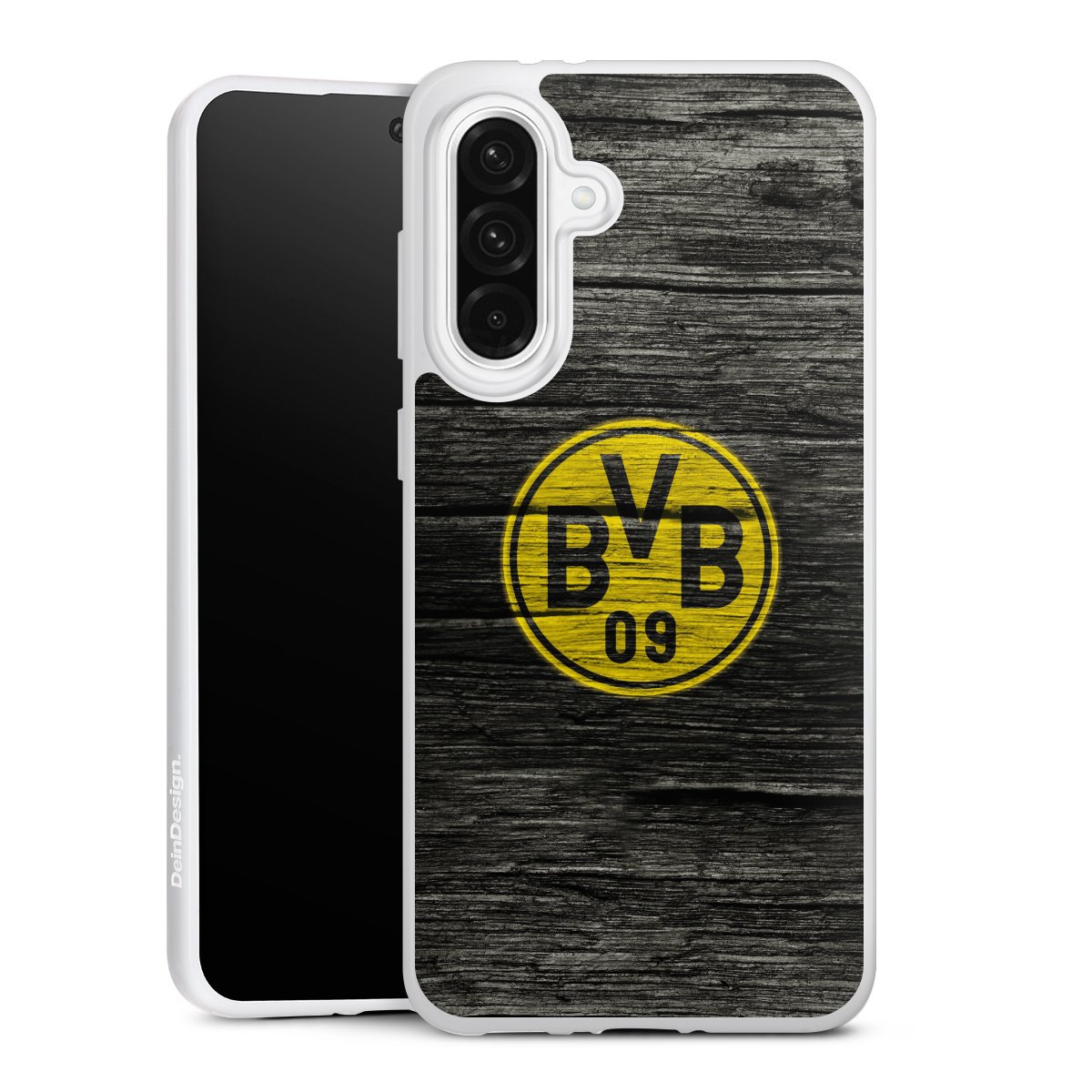 Galaxy A56 5G Handy Silikon Hülle Case weiß Handyhülle Wooden Look Borussia Dortmund Bvb Silikon Case
