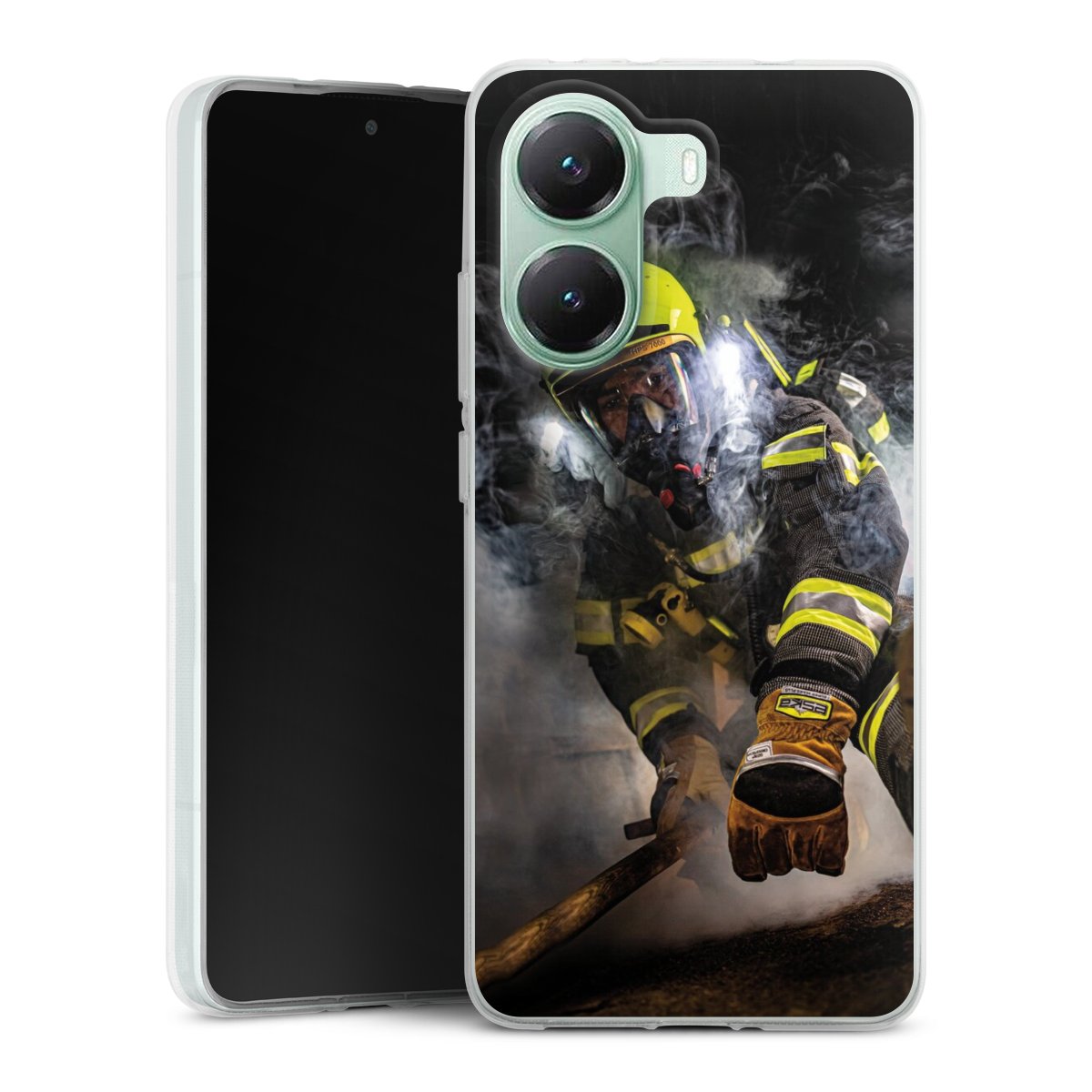 Xiaomi Poco X7 Pro Handy Silikon Hülle Case transparent Handyhülle Fire Fire Fighter Fire Fighters Silikon Case