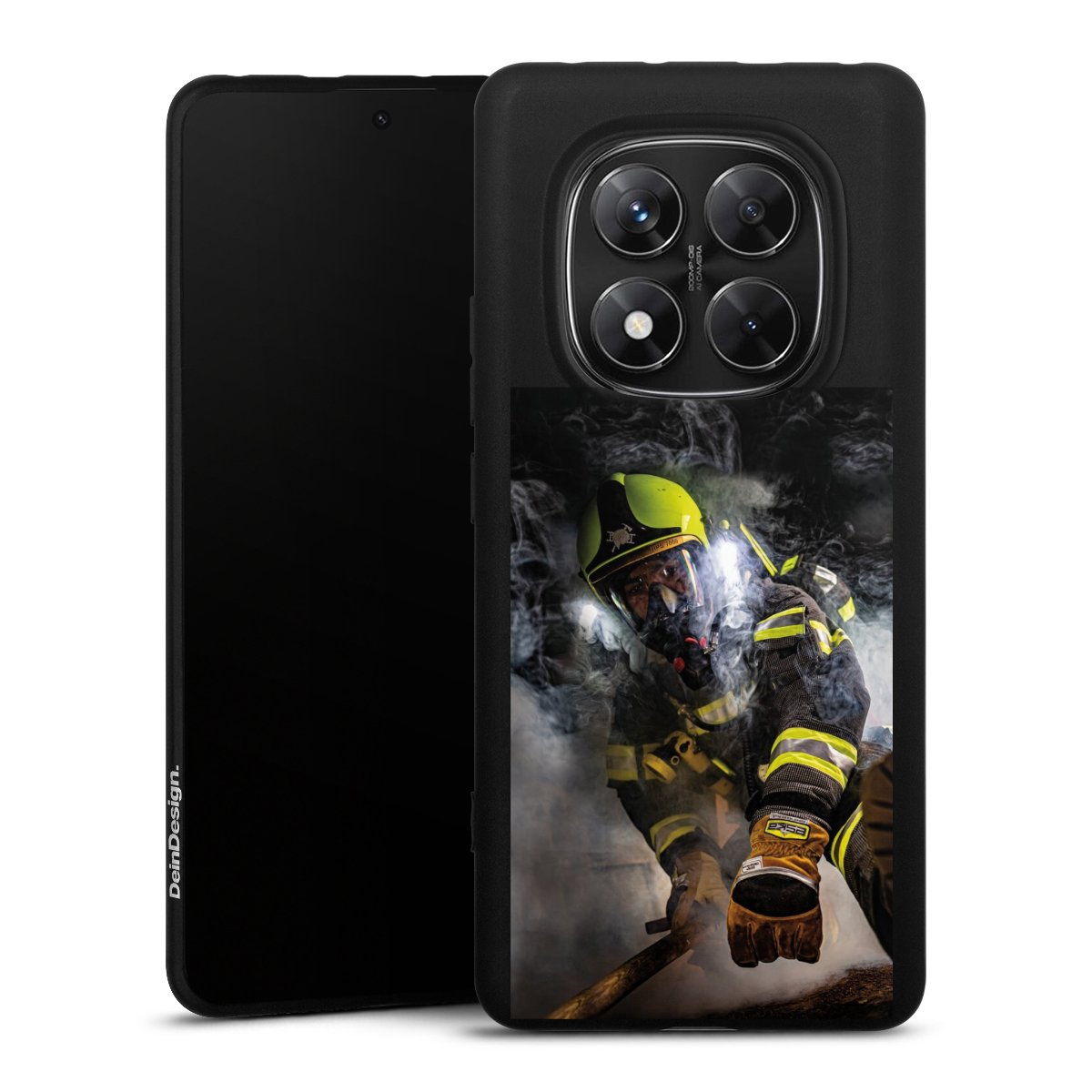 Xiaomi Redmi Note 14 Pro 5G Handy Premium Silikon Hülle Handyhülle schwarz Case Fire Fire Fighter Fire Fighters Silikon Premium Case