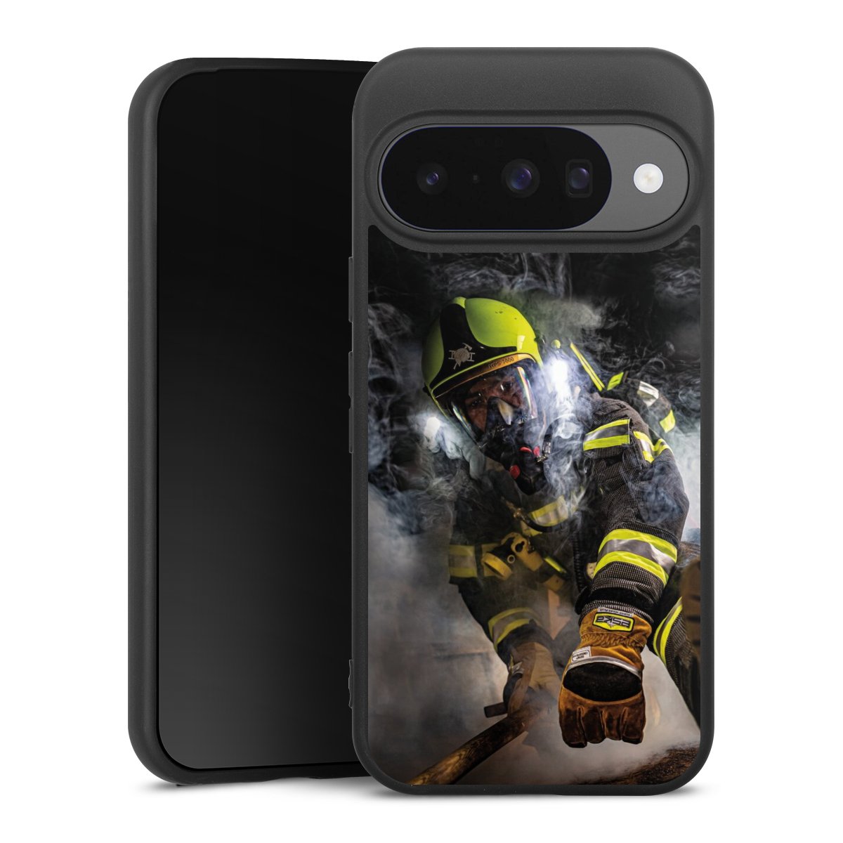 Google Pixel 10 Pro Handy Premium Silikon Hülle Handyhülle schwarz Case Fire Fighter Fire Fire Fighters Silikon Premium Case