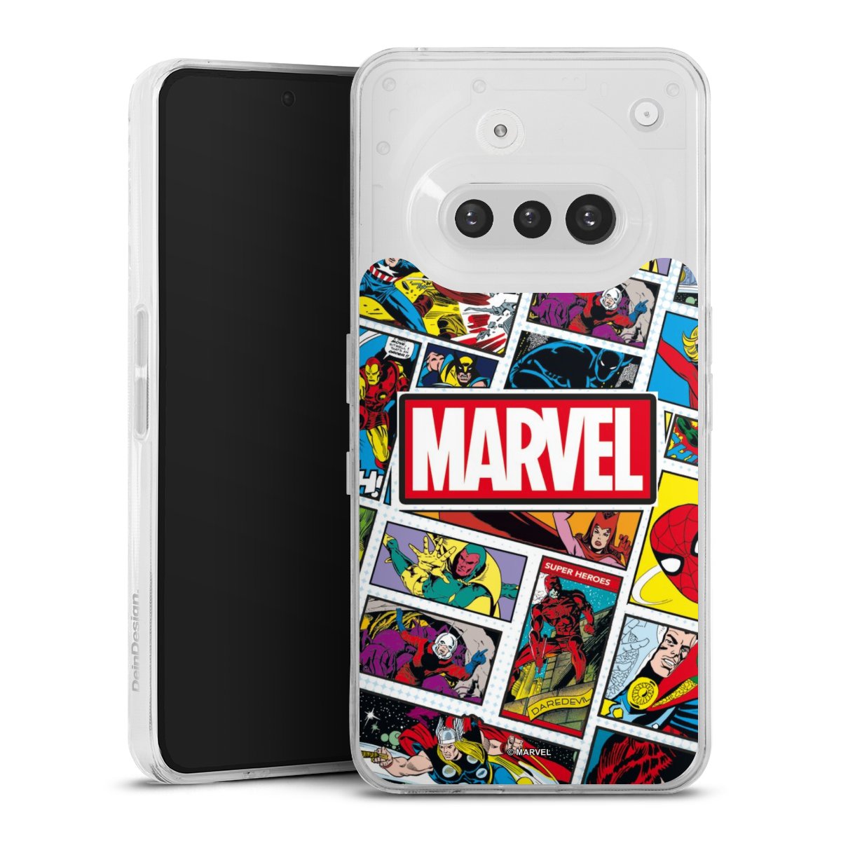 Nothing Phone (3a) Handy Silikon Hülle Case transparent Handyhülle Marvel Comic Muster Silikon Case