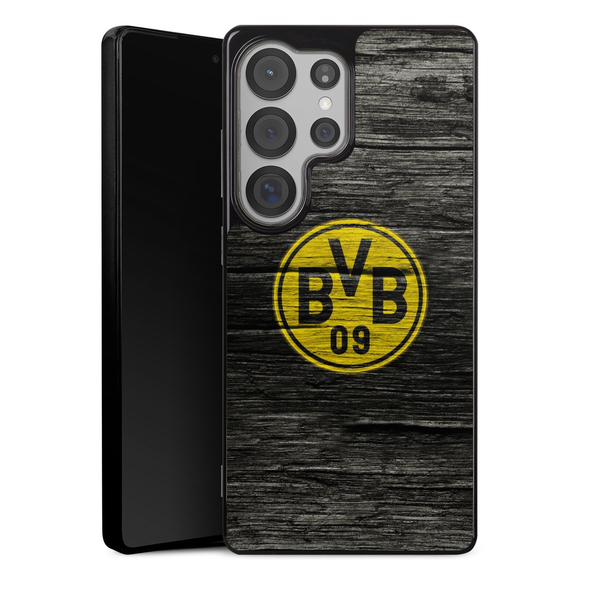 Galaxy S25 Ultra Handy Silikon Hülle Case schwarz Handyhülle Wooden Look Borussia Dortmund Bvb