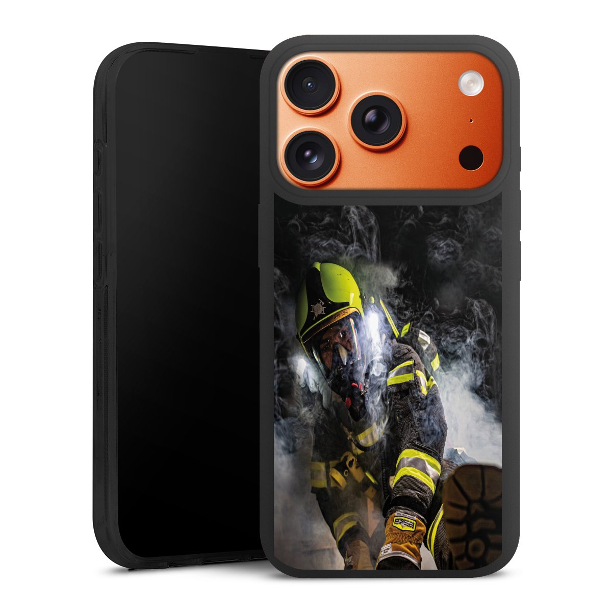 iPhone 17 Pro Handy Premium Silikon Hülle Handyhülle schwarz Case Fire Fire Fighter Fire Fighters Silikon Premium Case