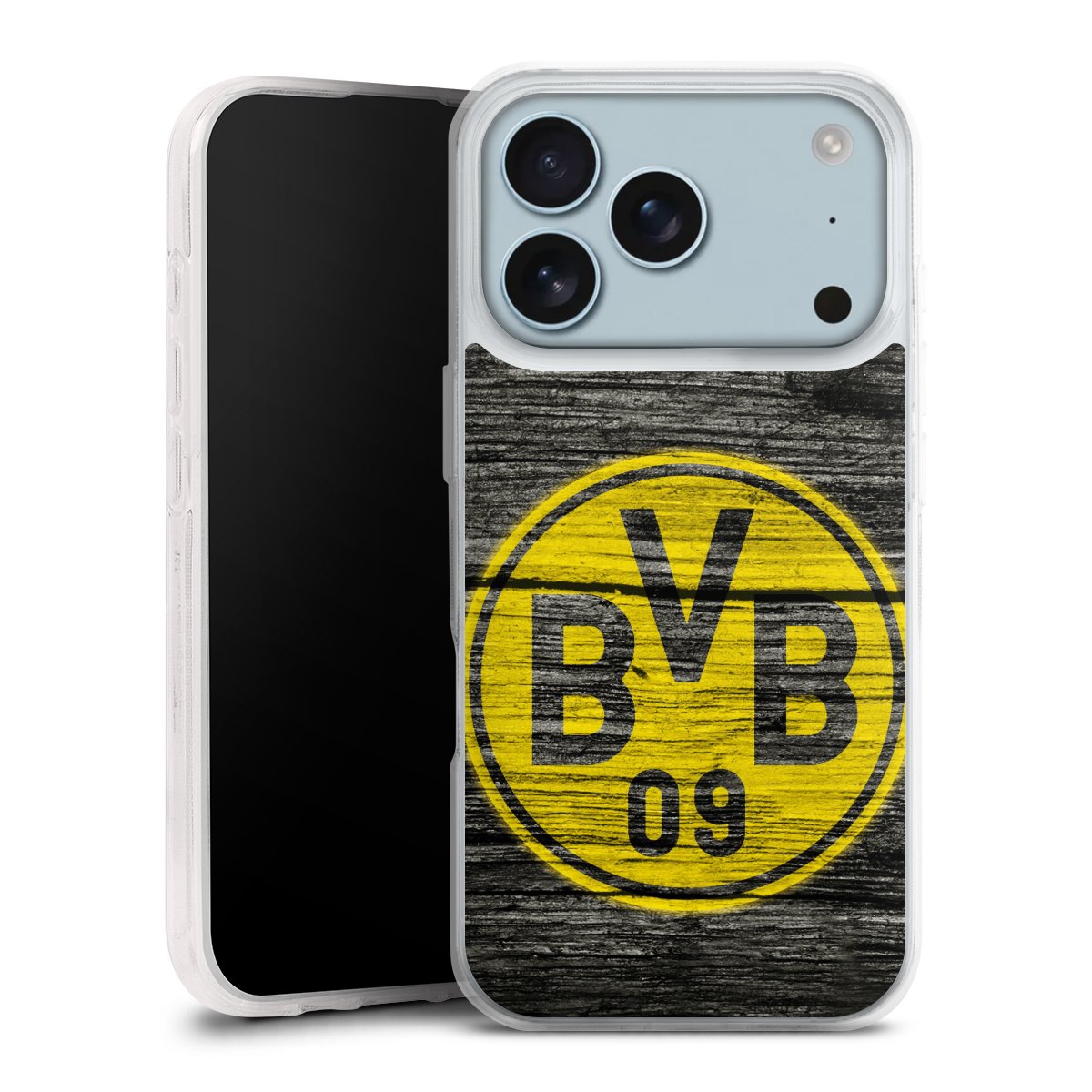 iPhone 17 Pro Handy Silikon Hülle Case transparent Handyhülle Wooden Look Borussia Dortmund Bvb Silikon Case