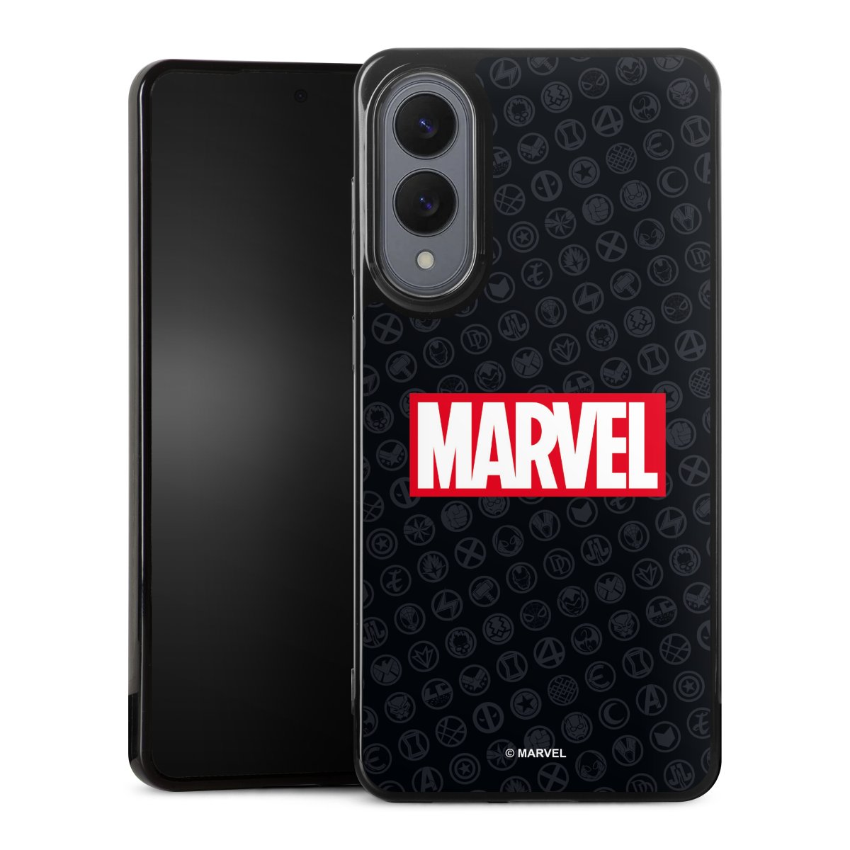 Galaxy S25 Edge Handy Silikon Hülle Case schwarz Handyhülle Comic Marvel Logo