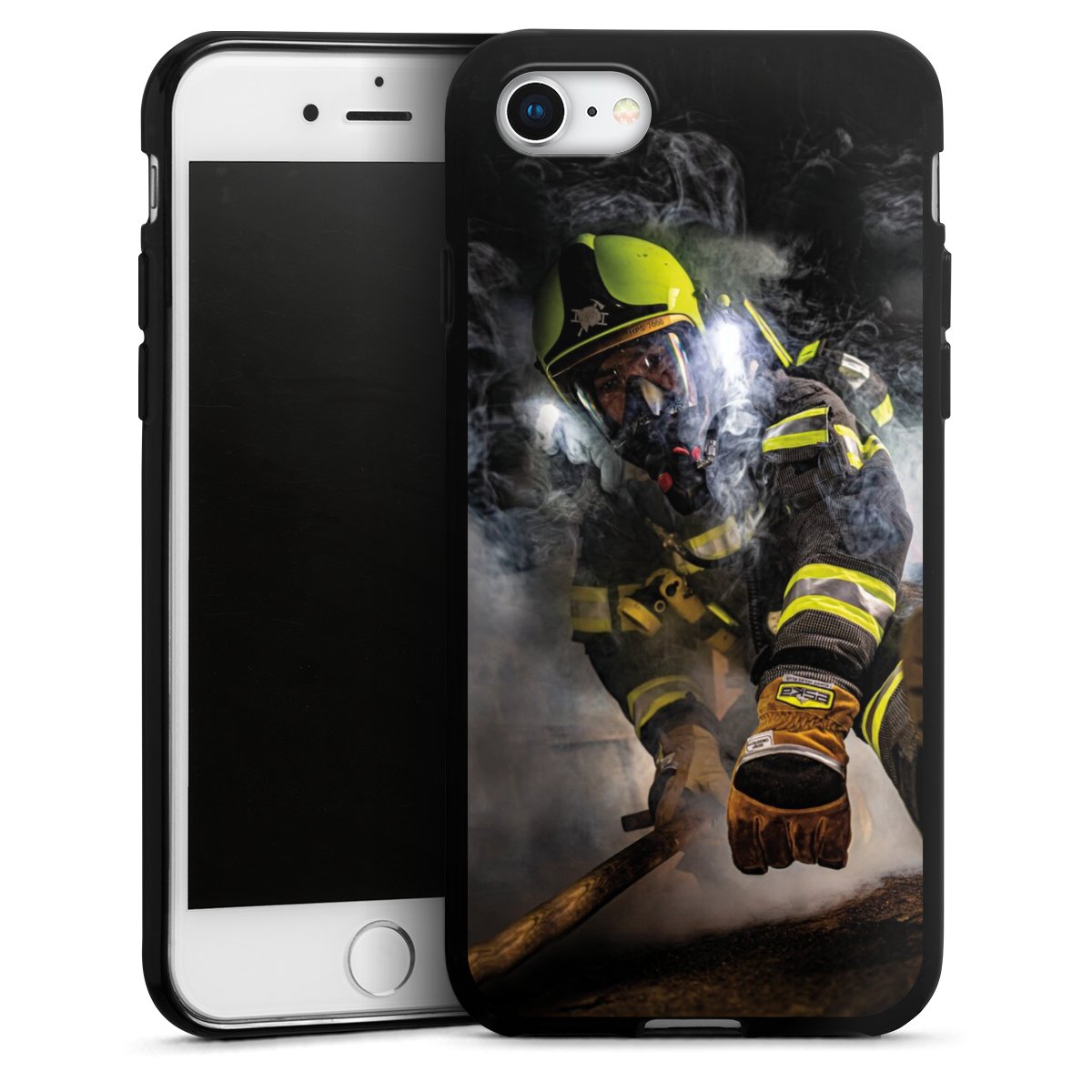 iPhone SE (2020) Handy Silikon Hülle Case schwarz Handyhülle Fire Fighters Fire Fighter Fire