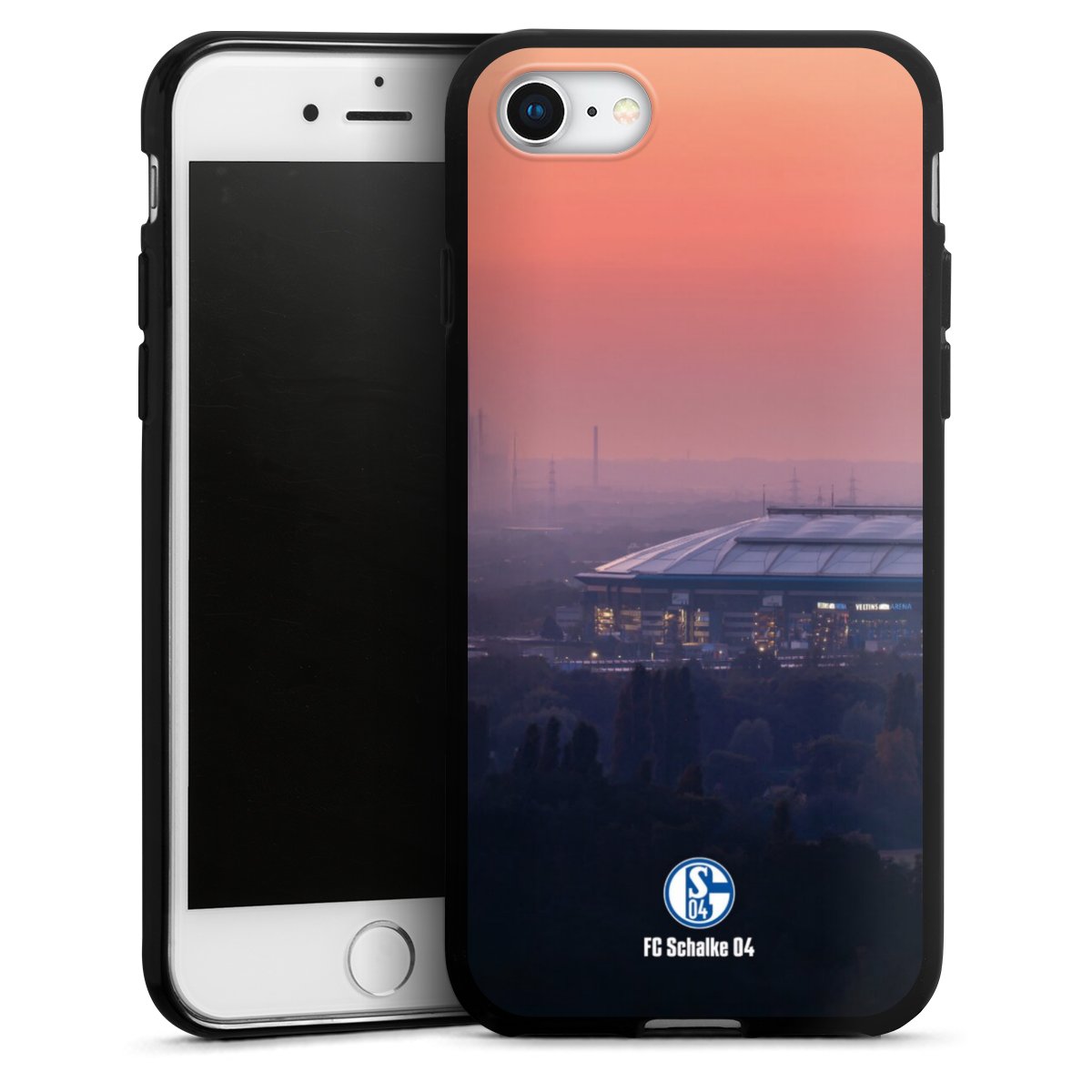 iPhone SE (2020) Handy Silikon Hülle Case schwarz Handyhülle Fc Schalke 04 Stadium Schalke 04