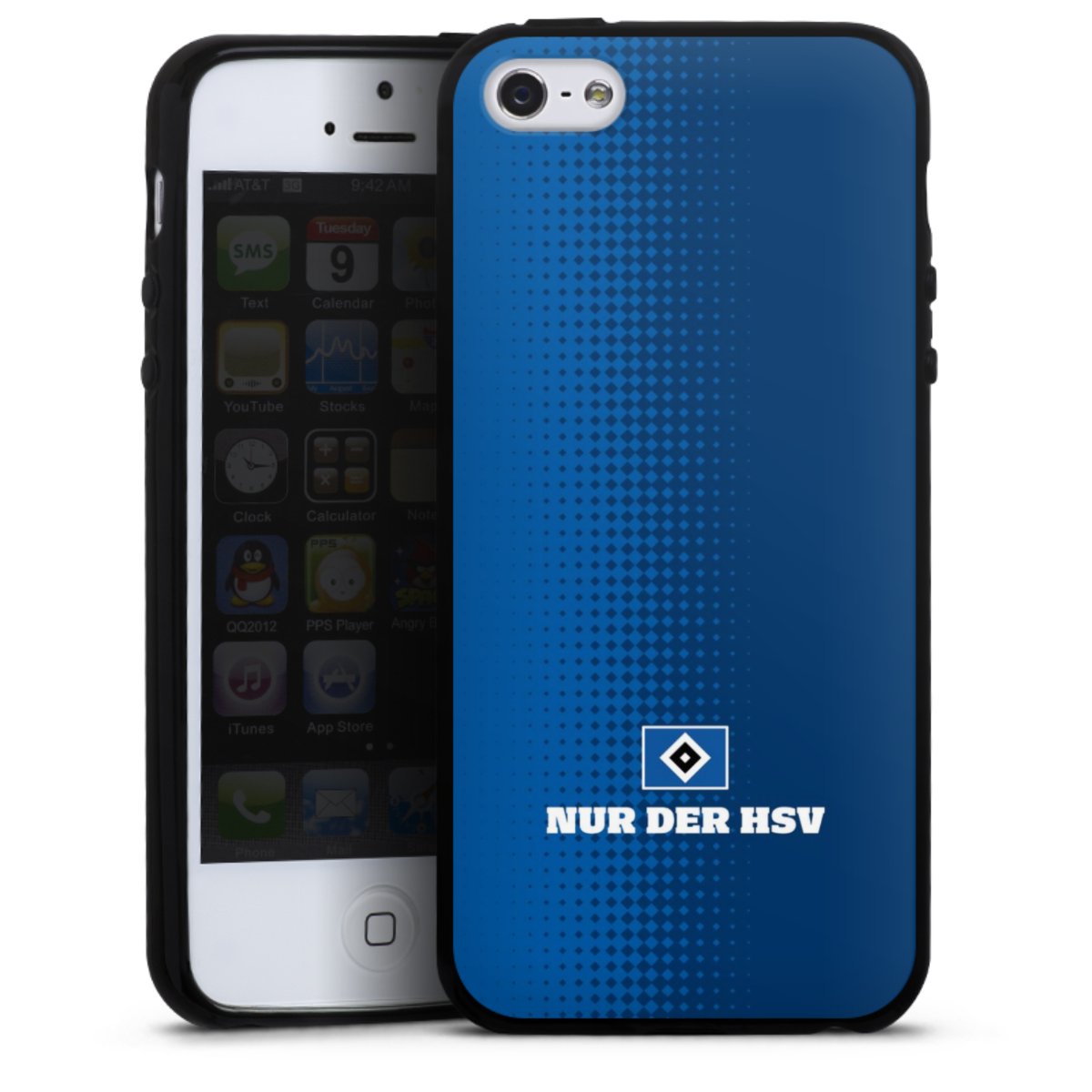 iPhone SE (2016-2019) Handy Silikon Hülle Case schwarz Handyhülle Logo Hsv Official Licensed Product