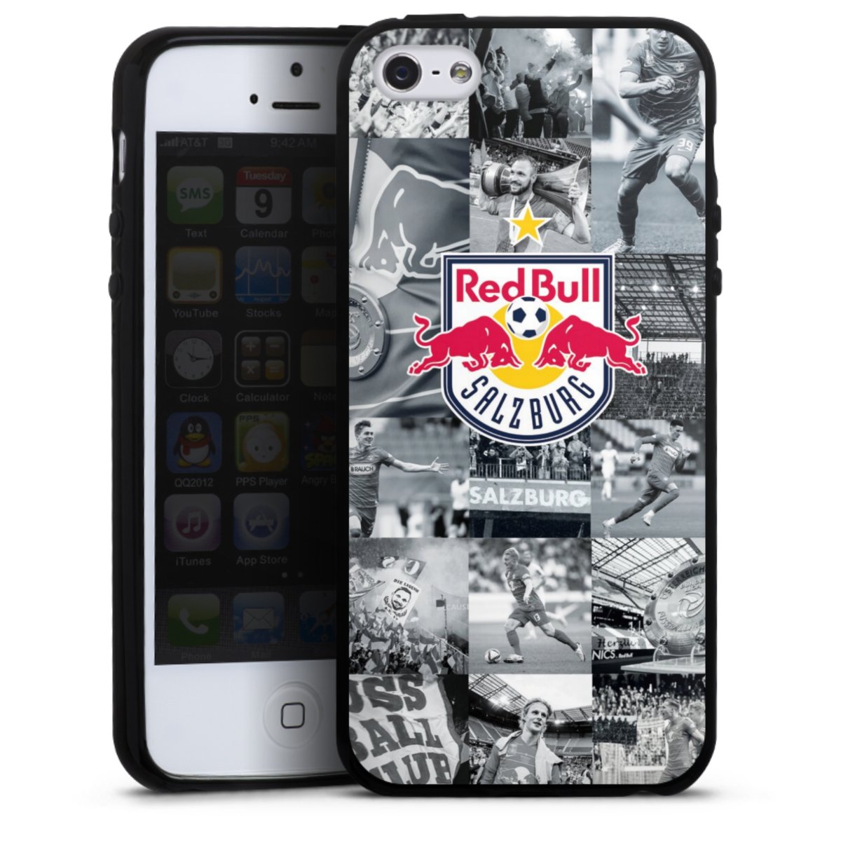 iPhone SE (2016-2019) Handy Silikon Hülle Case schwarz Handyhülle Salzburg Fc Red Bull Salzburg Red Bull