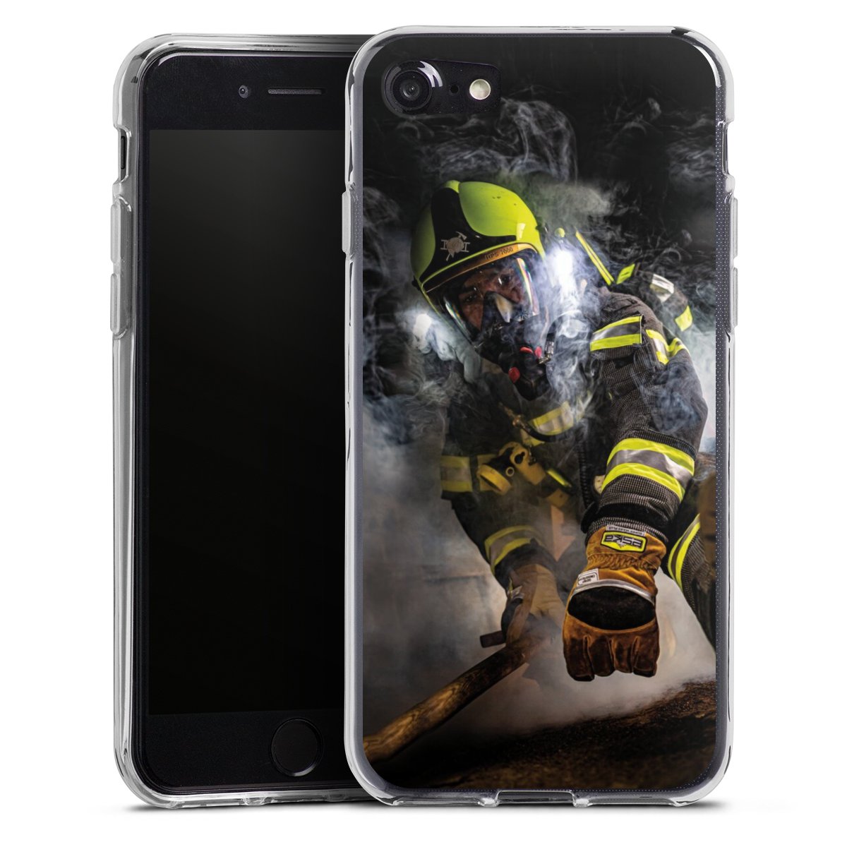 iPhone SE (2020) Handy Silikon Hülle Case transparent Handyhülle Fire Fire Fighter Fire Fighters Silikon Case
