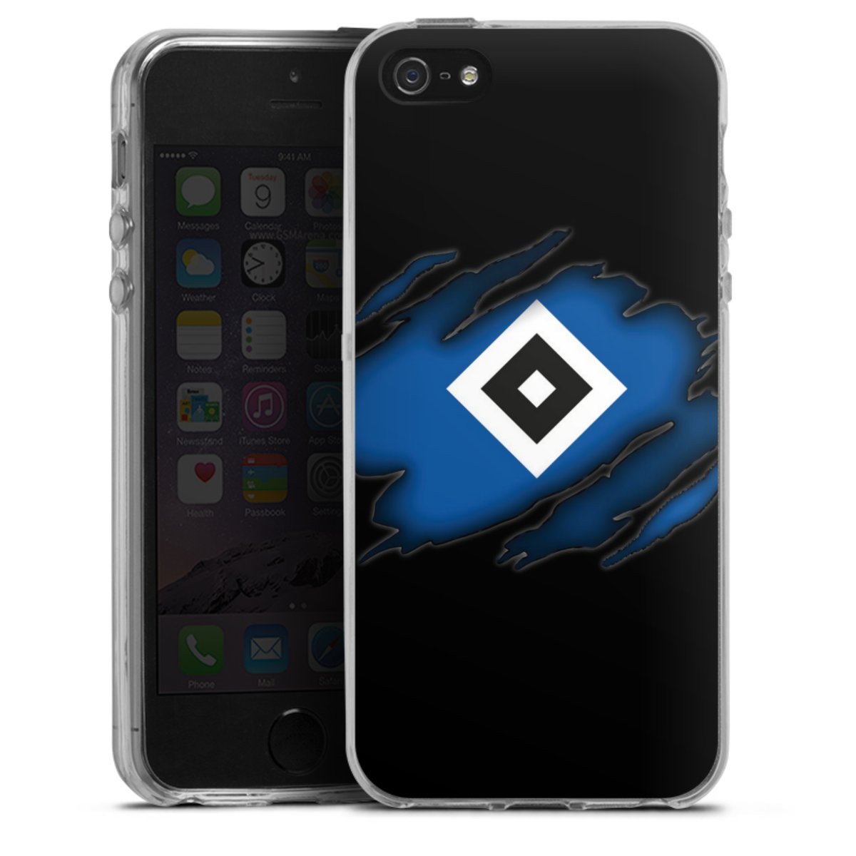 iPhone SE (2016-2019) Handy Silikon Hülle Case transparent Handyhülle Official Licensed Product Hsv Hamburger Sv Silikon Case