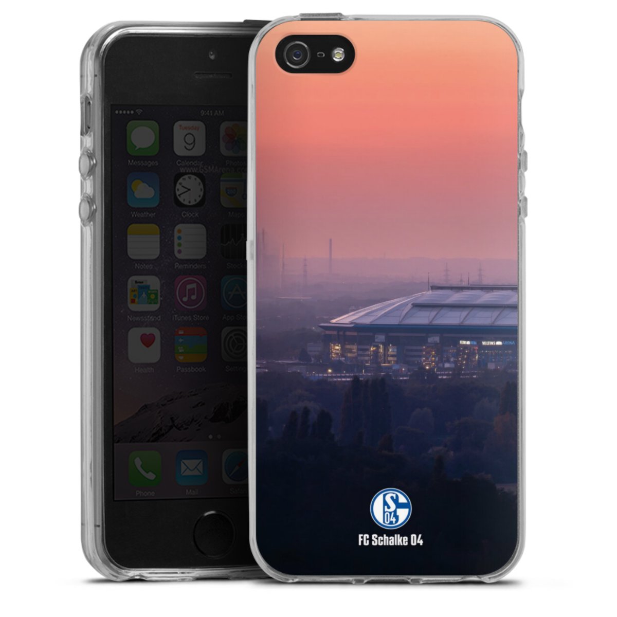 iPhone SE (2016-2019) Handy Silikon Hülle Case transparent Handyhülle Fc Schalke 04 Stadium Schalke 04 Silikon Case