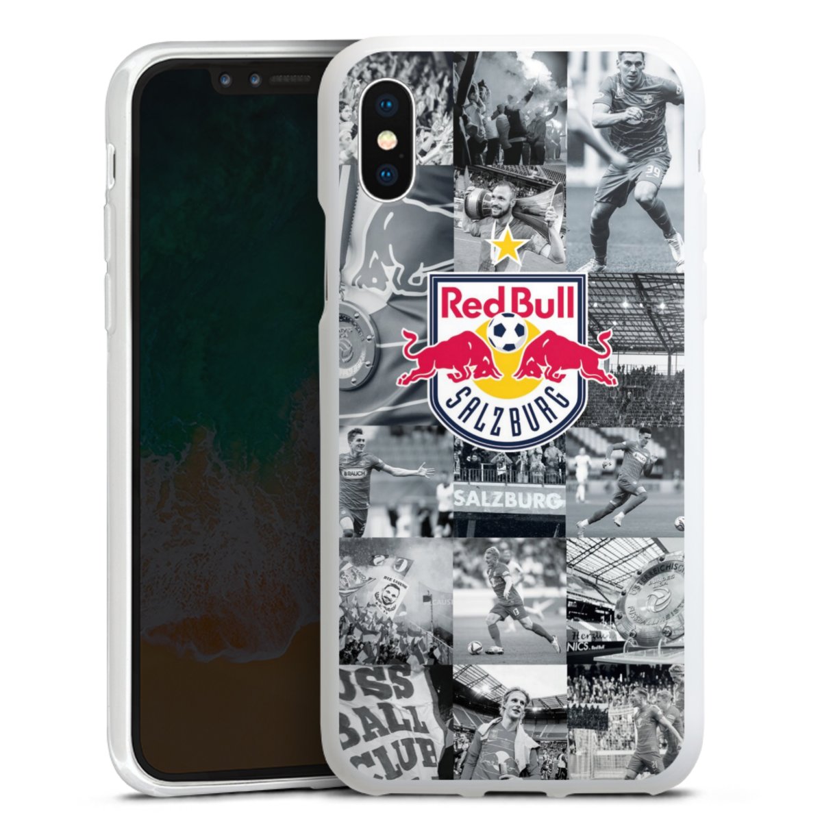 iPhone X Handy Silikon Hülle Case weiß Handyhülle Salzburg Fc Red Bull Salzburg Red Bull Silikon Case