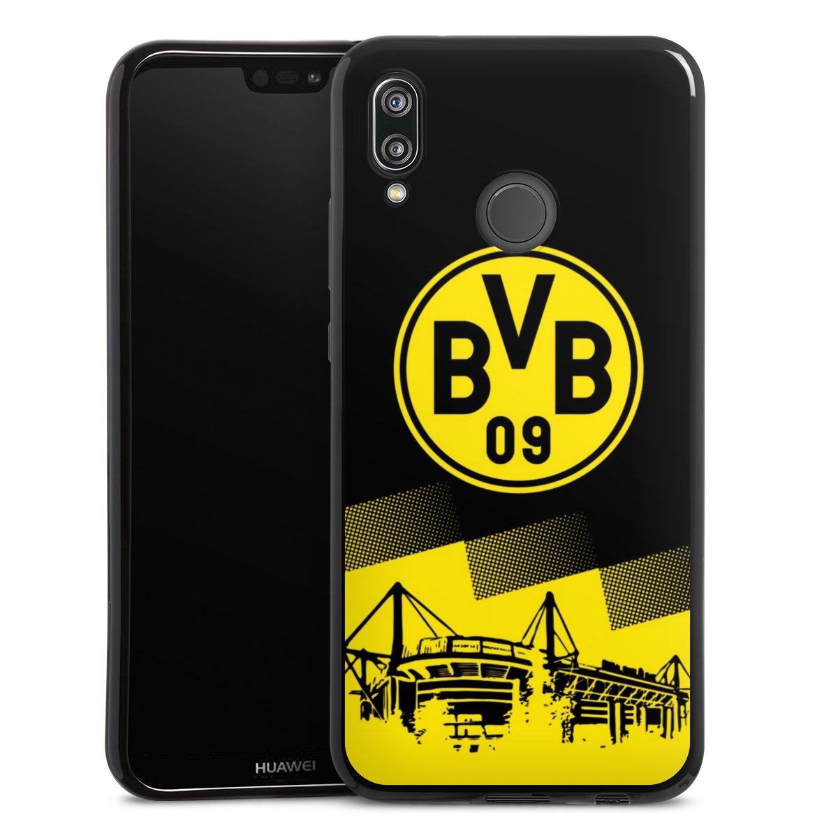 Huawei P20 Lite Handy Silikon Hülle Case schwarz Handyhülle Stadium Borussia Dortmund Bvb