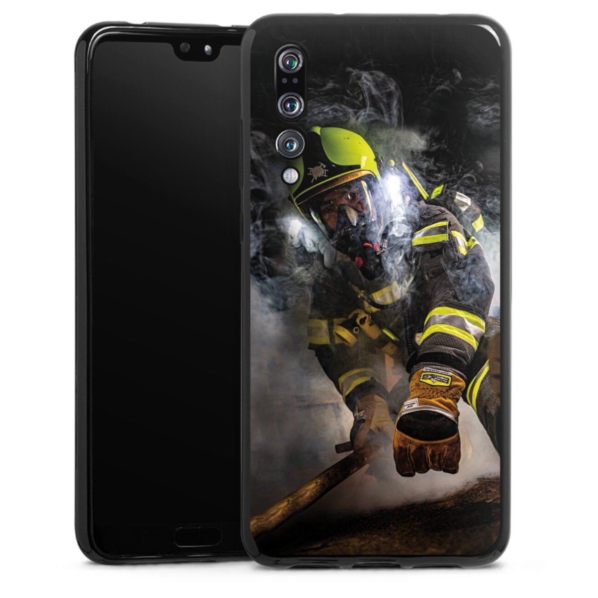 Huawei P20 Pro Handy Silikon Hülle Case schwarz Handyhülle Fire Fighter Fire Fire Fighters