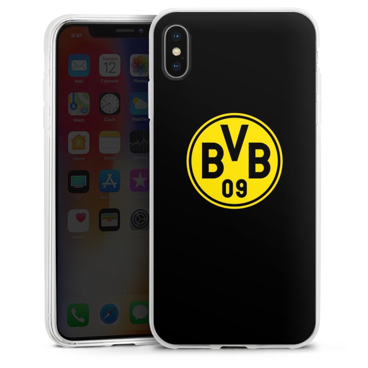 iPhone Xs Max Handy Silikon Hülle Case transparent Handyhülle Bvb Borussia Dortmund Logo Silikon Case