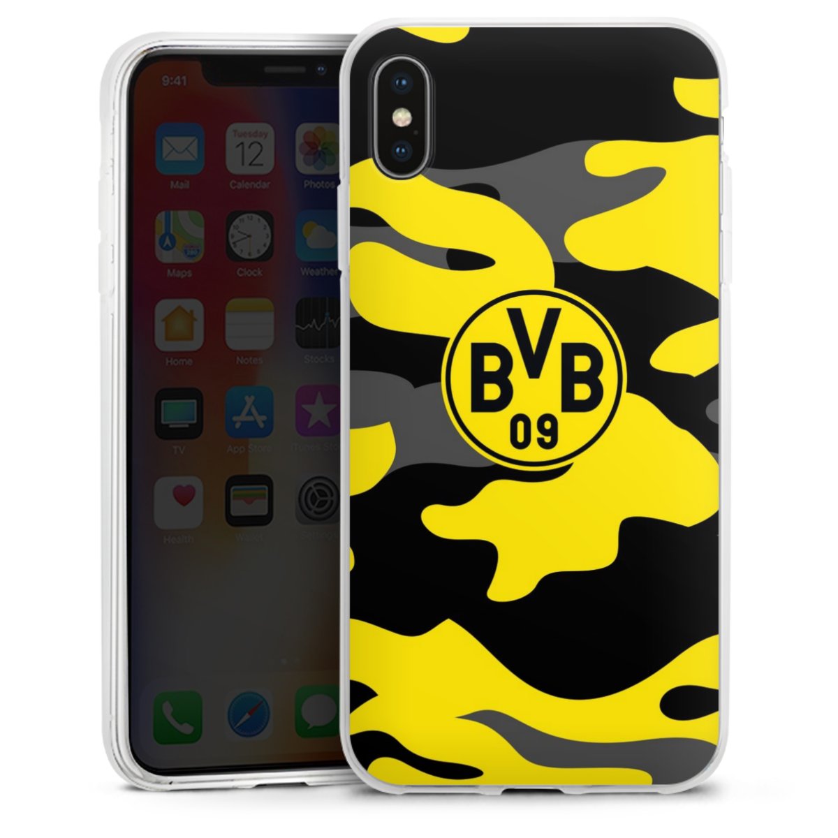 iPhone Xs Max Handy Silikon Hülle Case transparent Handyhülle Merchandise Borussia Dortmund Bvb Silikon Case