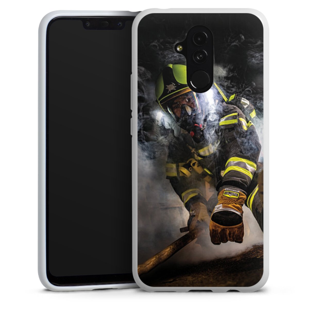Huawei Mate 20 Lite Handy Silikon Hülle Case weiß Handyhülle Fire Fighter Fire Fire Fighters Silikon Case