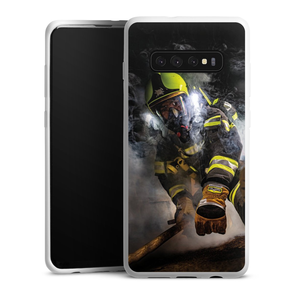Galaxy S10 Plus Handy Silikon Hülle Case weiß Handyhülle Fire Fighter Fire Fire Fighters Silikon Case