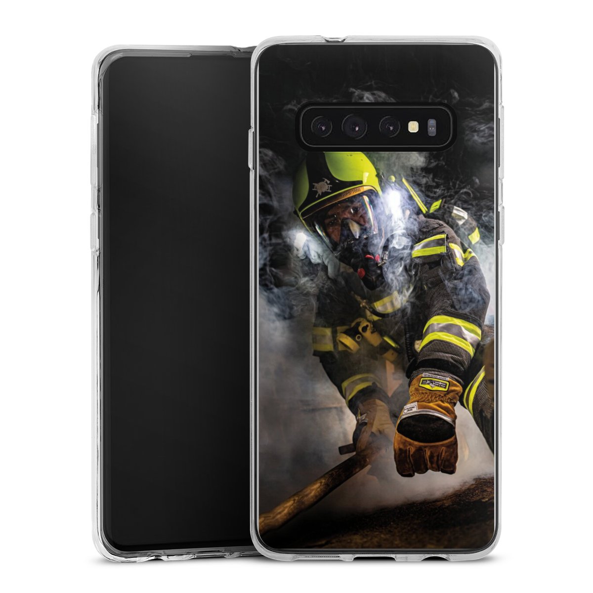 Galaxy S10 Plus Handy Silikon Hülle Case transparent Handyhülle Fire Fighter Fire Fire Fighters Silikon Case