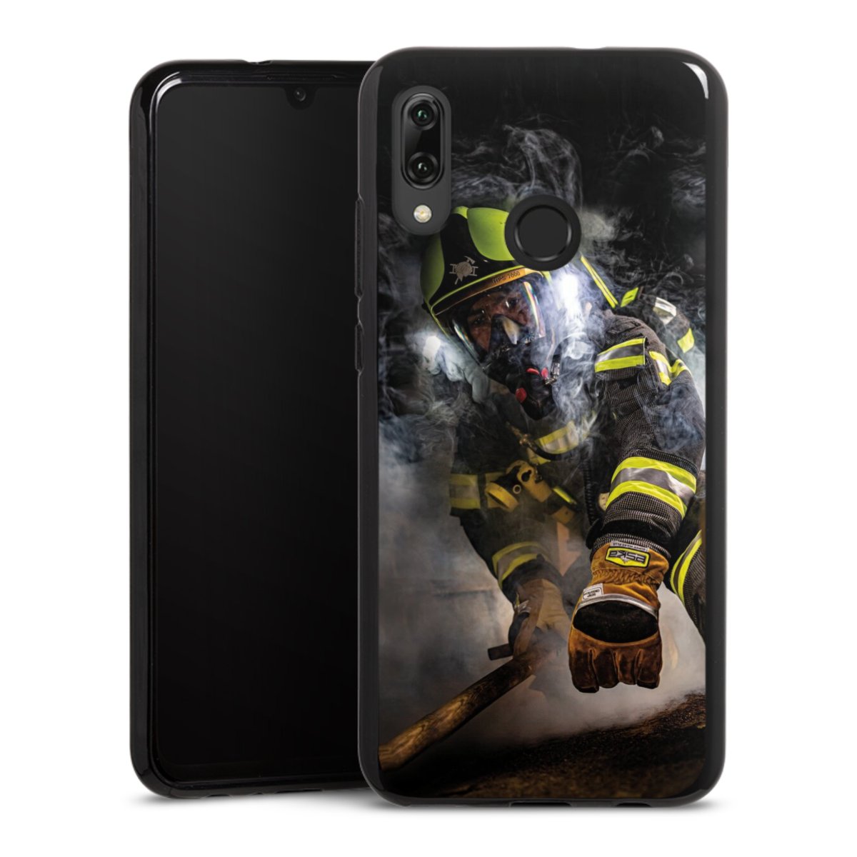 Huawei P Smart (2019) Handy Silikon Hülle Case schwarz Handyhülle Fire Fighter Fire Fire Fighters
