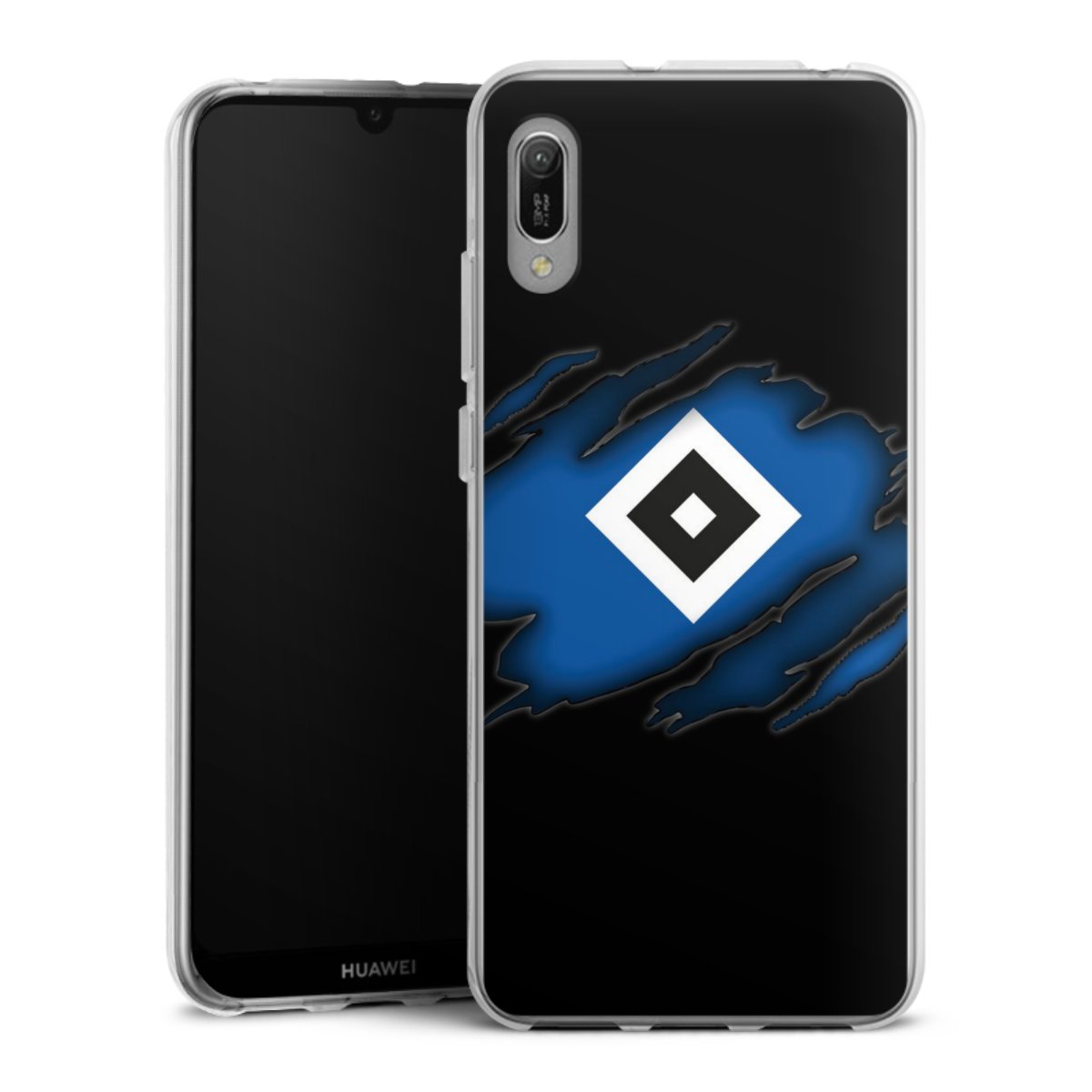 Huawei Y6 (2019) Handy Silikon Hülle Case transparent Handyhülle Official Licensed Product Hsv Hamburger Sv Silikon Case