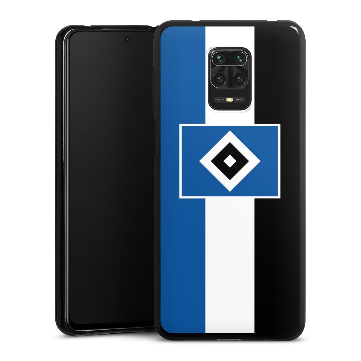 Xiaomi Redmi Note 9 Pro Handy Silikon Hülle Case schwarz Handyhülle Hamburger Sv Hsv Stripes