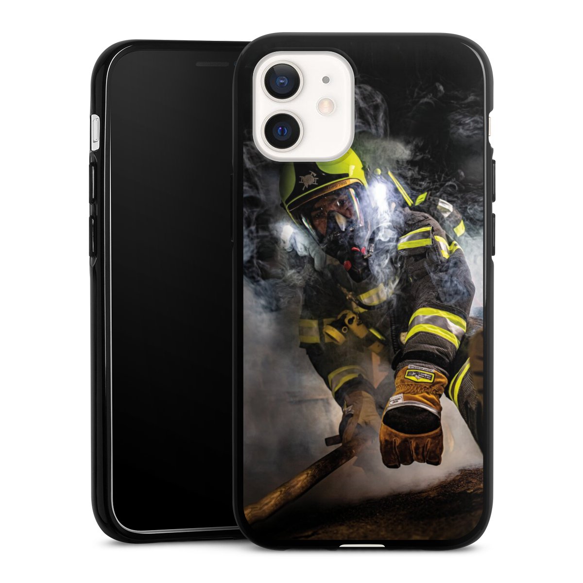 iPhone 12 mini Handy Silikon Hülle Case schwarz Handyhülle Fire Fire Fighter Fire Fighters
